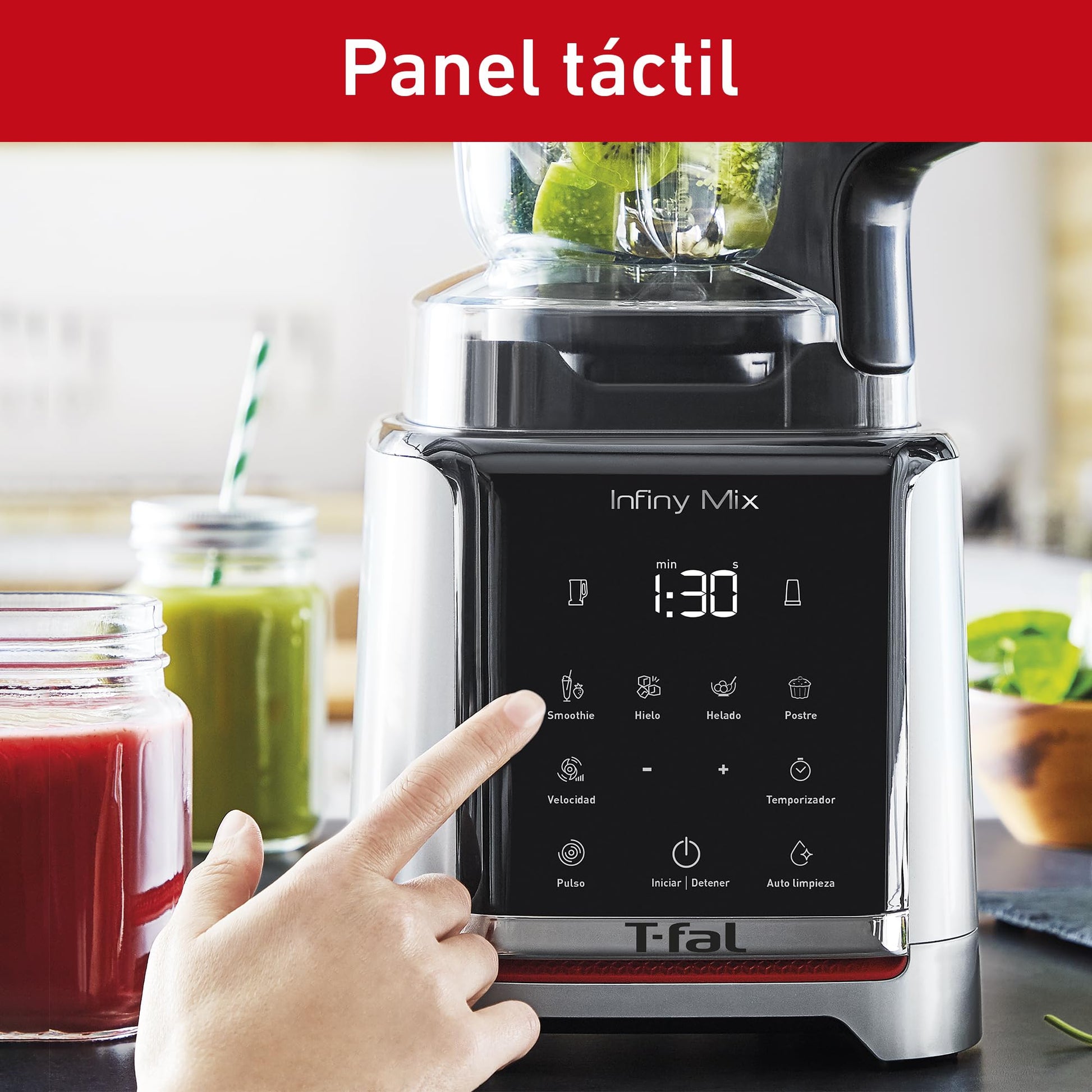 Licuadora T-fal Infinymix Negra con 5 Programas Automáticos y Cuchillas de Titanio