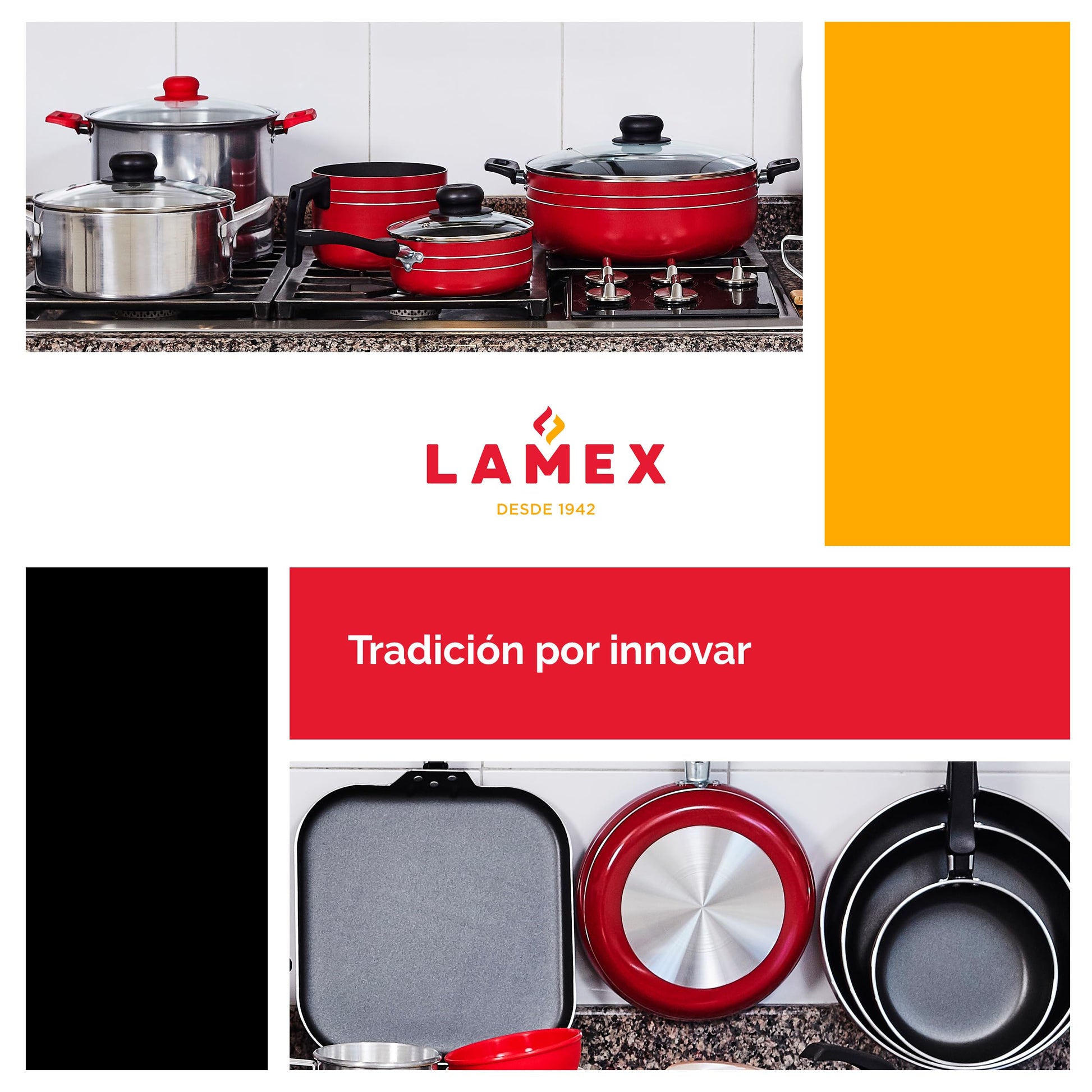 LAMEX | Charola Texas Grill Antiadherente - 4mm de Espesor | Bateria de Cocina - Utensillos de Cocina | Charolas para Hornear - Ideal para tu Hogar & Cocina Integral | Resistente Asas de Aluminio