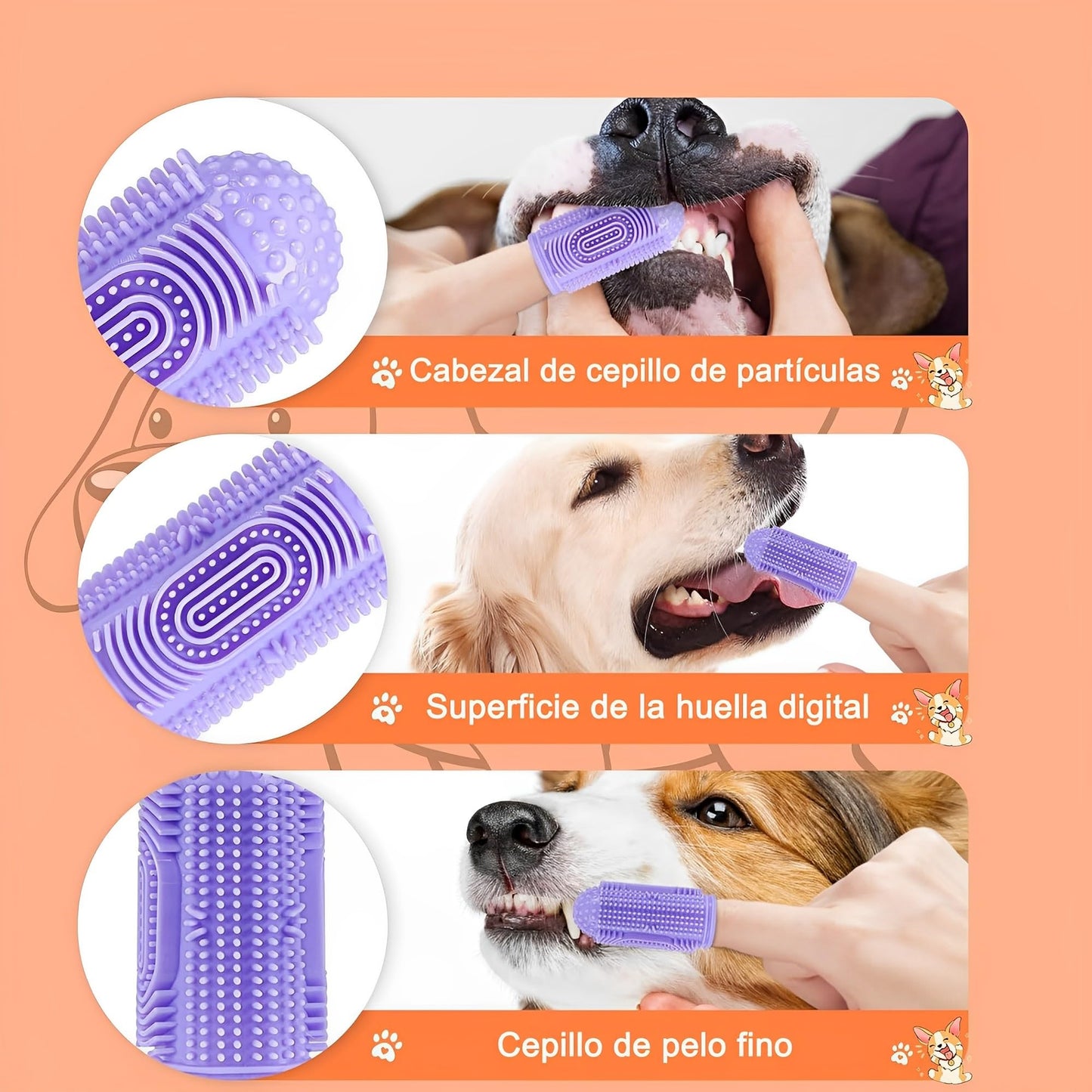 Cepillo de Dientes para Mascotas 4 Piezas, Perros de Silicona Suave, 360° Cepillo Limpieza Dientes para Mascota, Perro, Gato