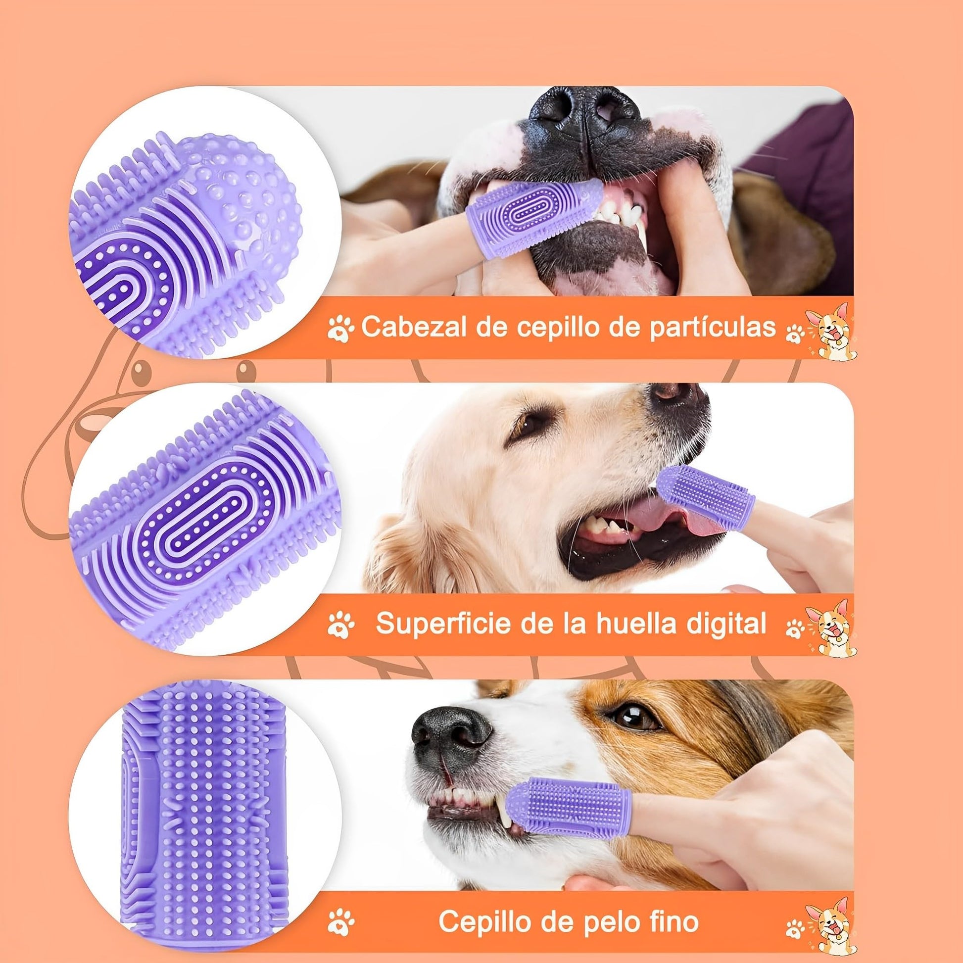 Cepillo de Dientes para Mascotas 4 Piezas, Perros de Silicona Suave, 360° Cepillo Limpieza Dientes para Mascota, Perro, Gato