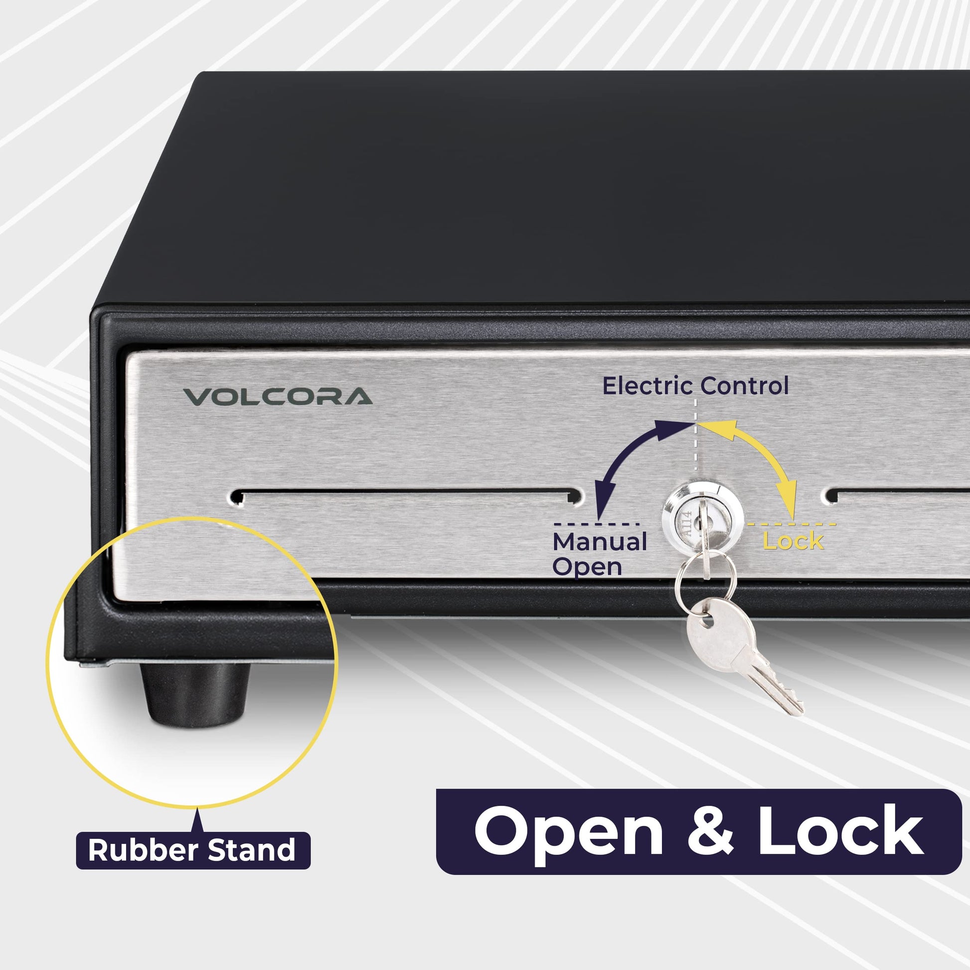 Cajón Registradora Volcora Negro Acero Inoxidable 13 Pulgadas con Bandeja de Efectivo para Sistema POS