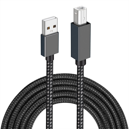 JESWO Cable Impresora, 2M Cable USB 2.0 Tipo A a Tipo B, Cable USB a B de Nylon para Connectar Impresora HP, Epson, Canon, Brother, Lexmark, Escáner, Disco Duro, Fotografía Digital