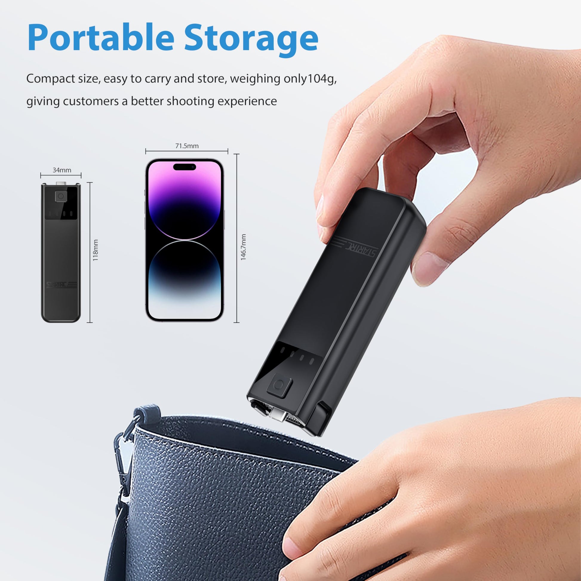 Mango de Batería Tomat Pocket 3 Mango de batería dji Osmo Pocket 3 Combo Creator batería Adicional Mango en Negro