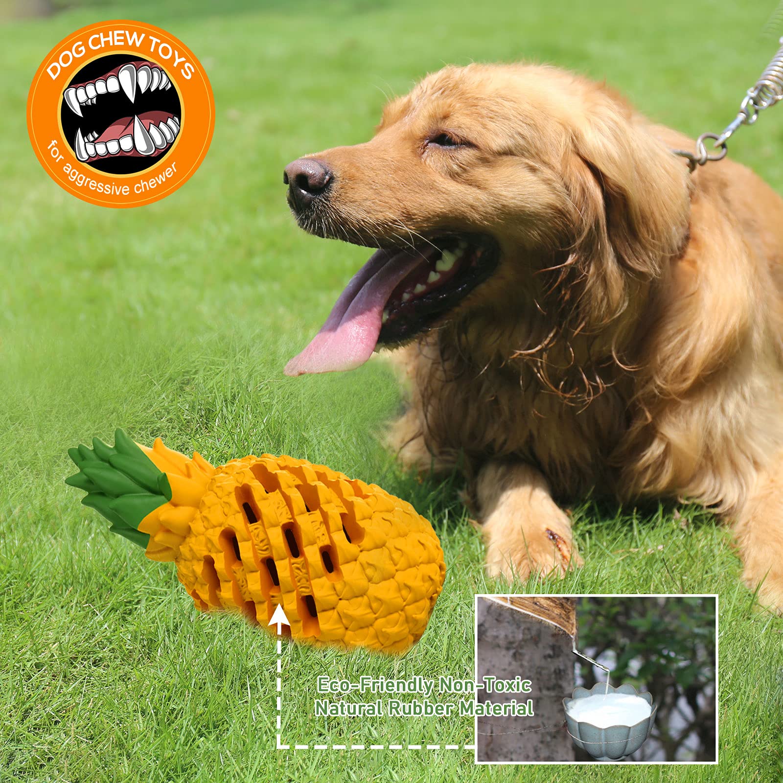 M.C.works Juguetes masticables para perros, limpieza de dientes, palillo masticable para masticar mediano agresivo, juguete para perros indestructible de calidad alimentaria para piña.