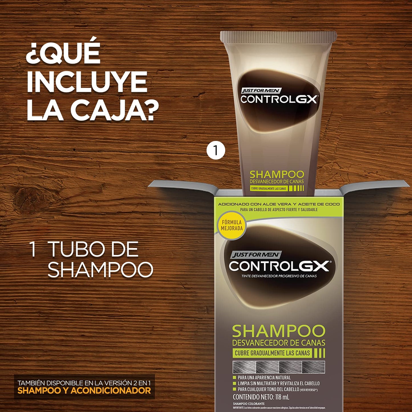 Just for Men Control Gx Shampoo Desvanecedor Progresivo De Canas, 118ml