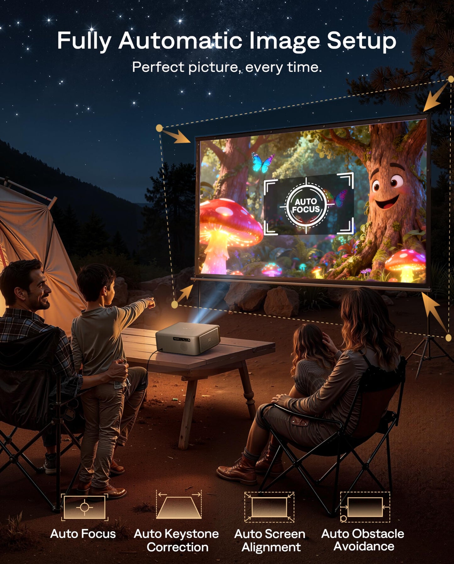 Aurzen EAZZE D1 MAX - Proyector inteligente de Google TV actualizado compatible con 4K, ultra brillante 1000 lúmenes ANSI, tecnología MEMC, totalmente automático, audio DoIby de 20 W, proyector de