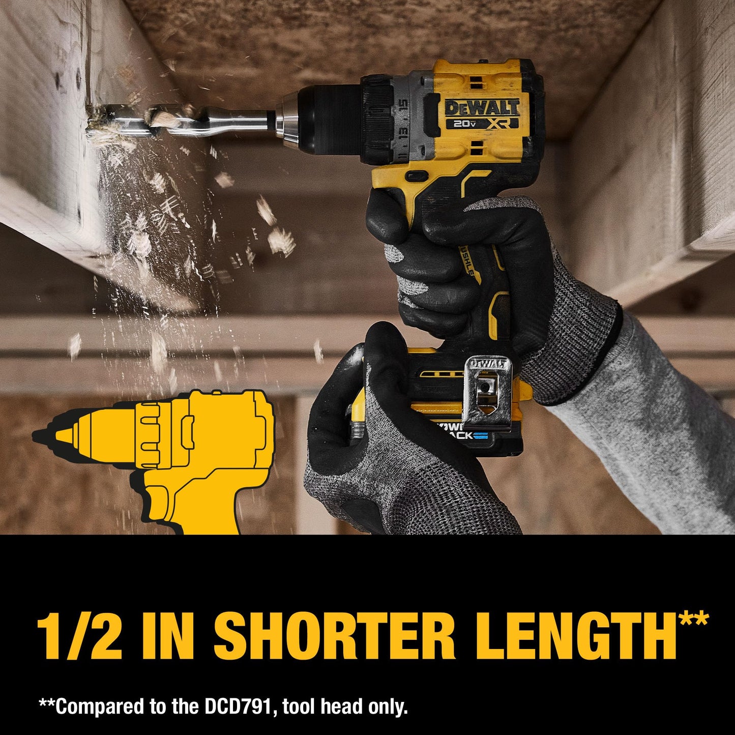 DEWALT 20V MAX* XR® - Kit de taladro/destornillador inalámbrico sin escobillas (DCD800D2), amarillo