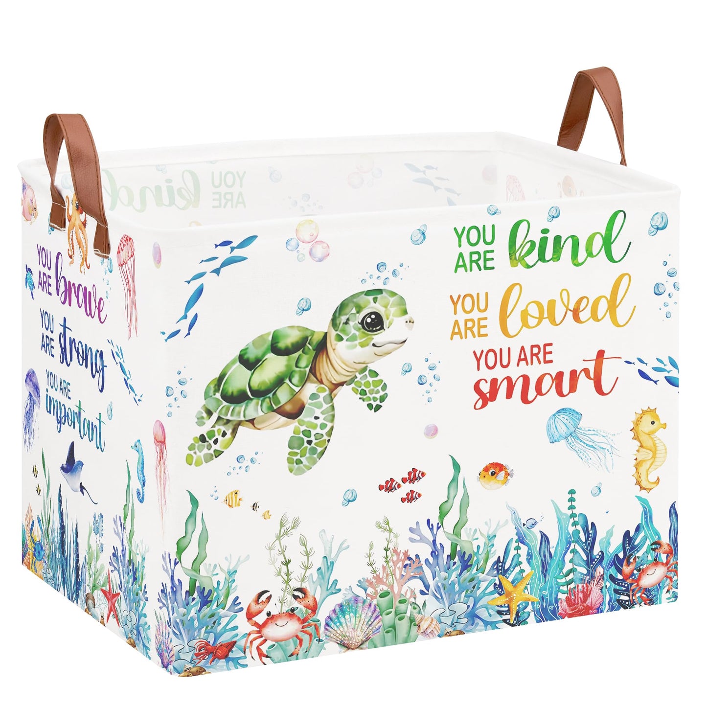 Cesta de almacenamiento de tortugas marinas, cesta vacía de regalo para bebé, cesta de regalo para guardería, cesta de lavandería rectangular para niños, cesta plegable para ropa, libro de juguetes