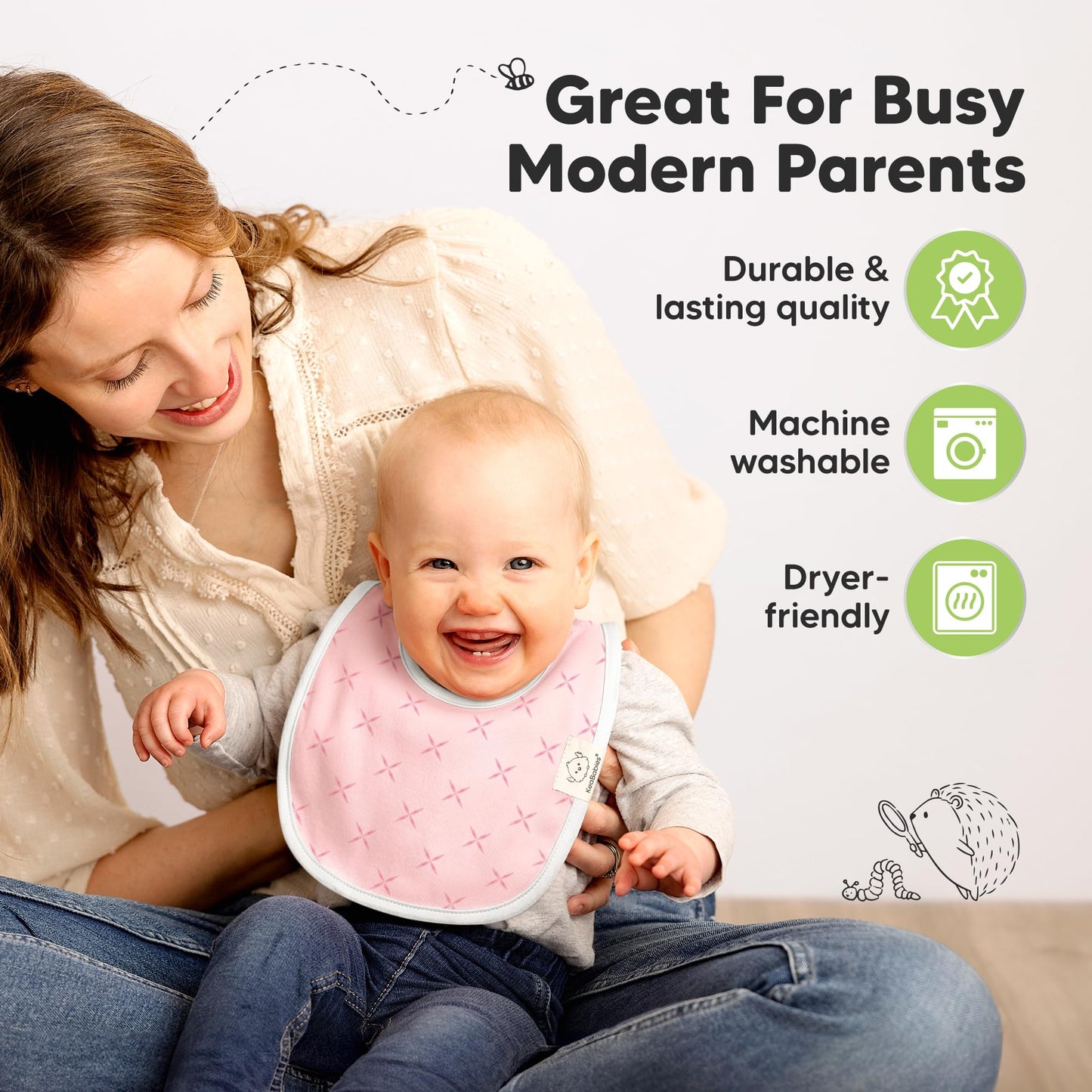 KeaBabies - Paquete de 8 baberos orgánicos para bebé para babeo y dentición, baberos de algodón suave para bebé, niño, extra absorbentes, fáciles de limpiar y poner para niños pequeños, recién nacidos