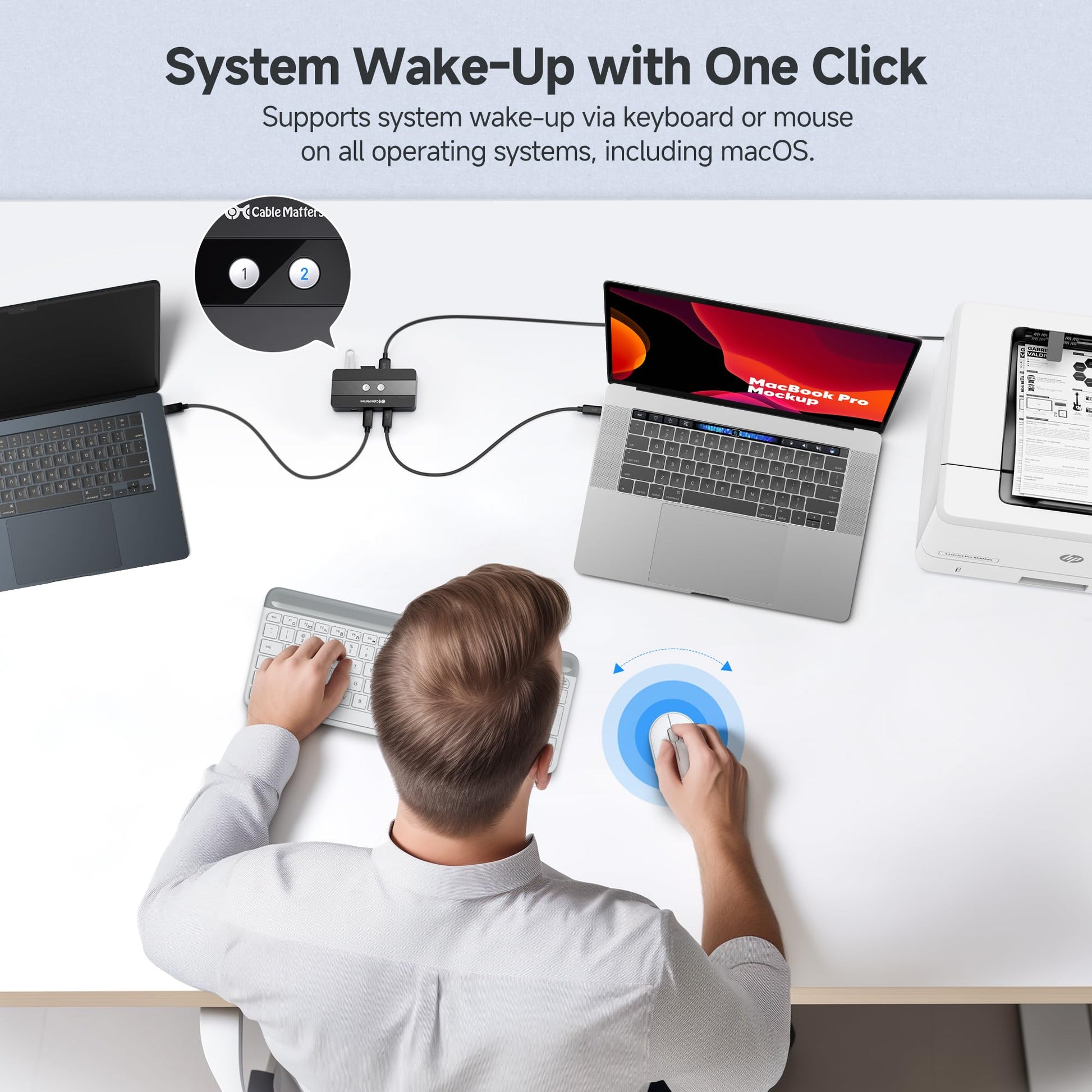 Cable Matters - Interruptor USB A/USB C de 4 puertos de 10 Gbps para 2 computadoras con control remoto