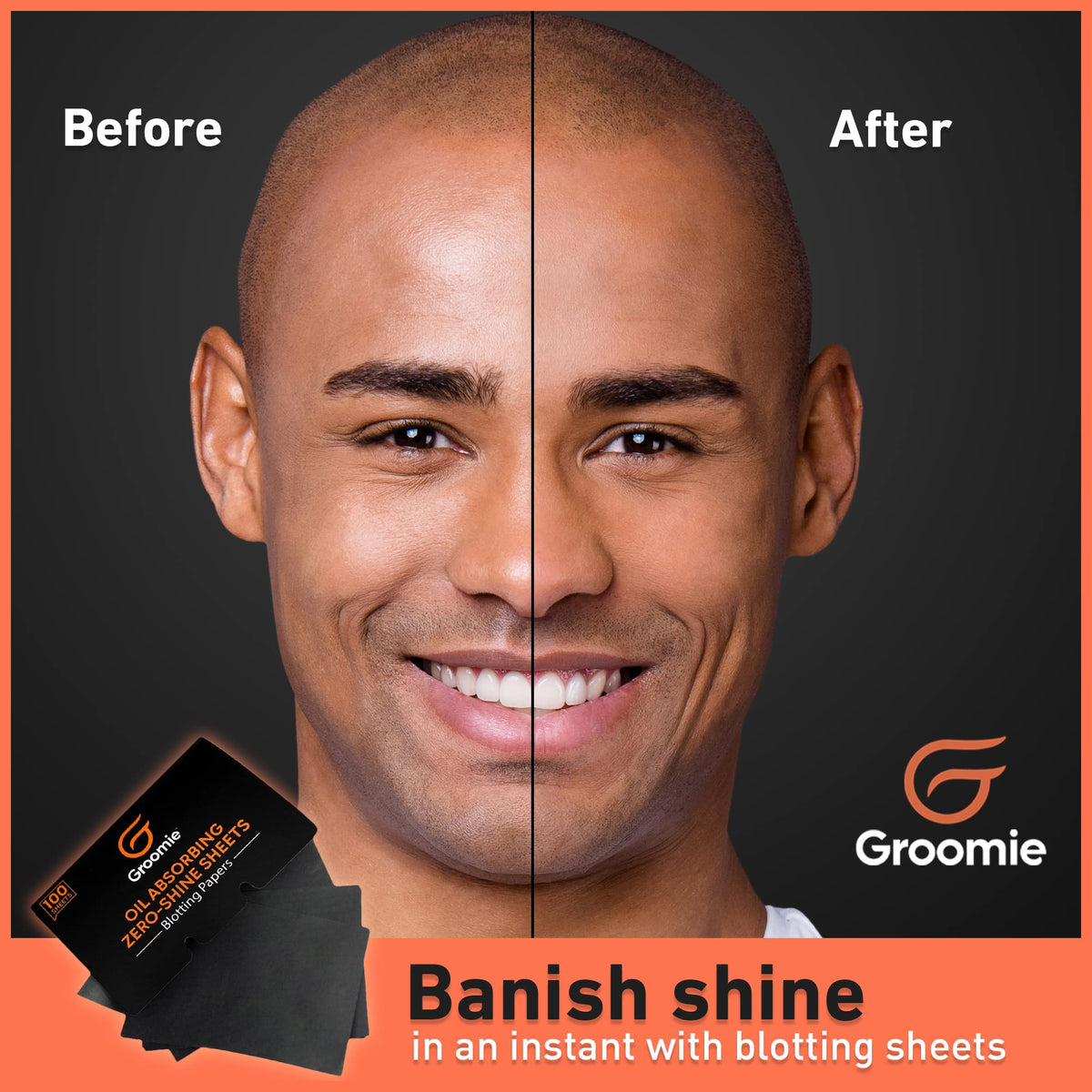 Groomie Toallitas absorbentes de grasa con carbón de bambú - Toallitas sin brillo para piel grasa, absorben instantáneamente el exceso de grasa y brillo - Paquete a granel de 100 toallitas para un F