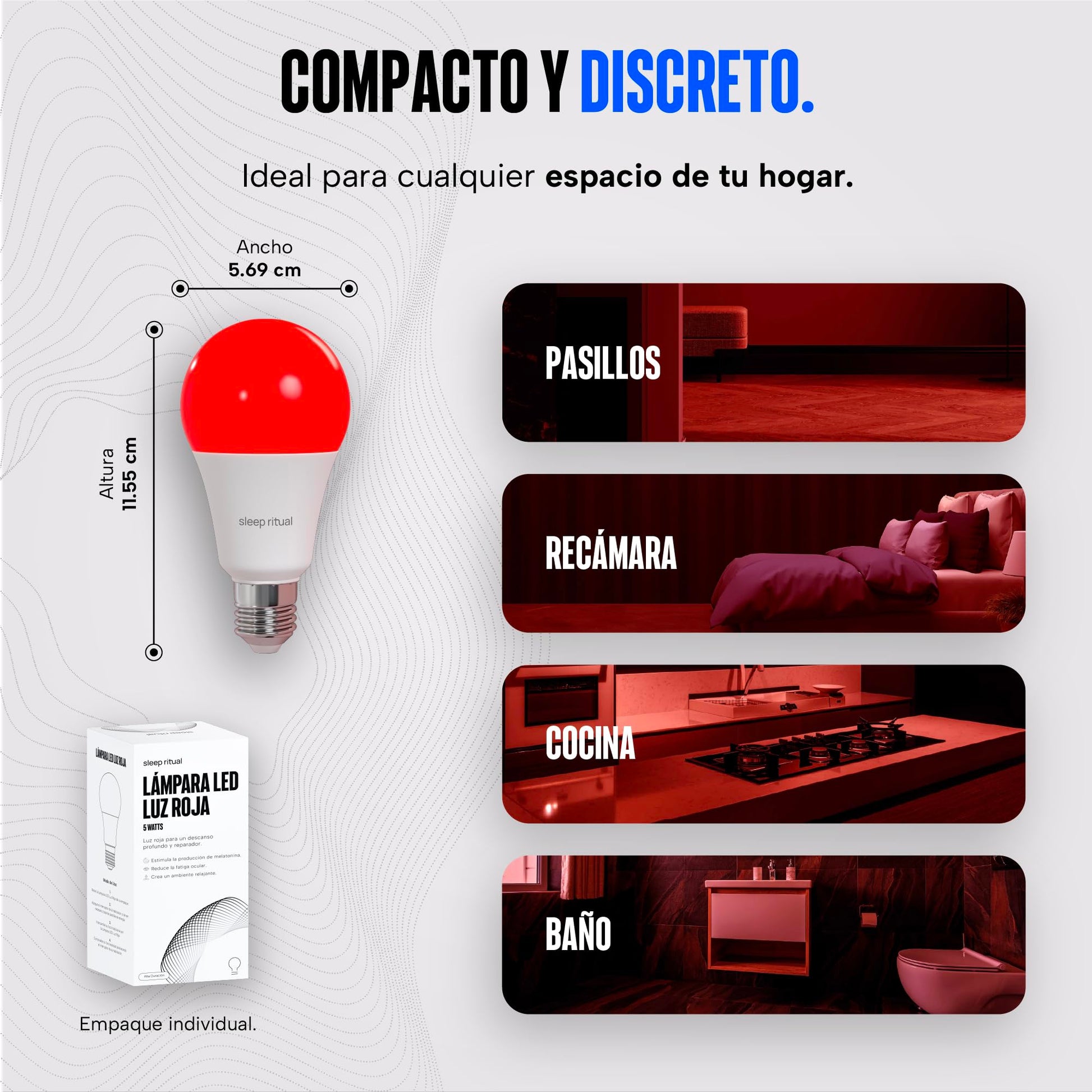 Bombilla LED Sleep Ritual Roja 620nm Ideal para Uso Nocturno