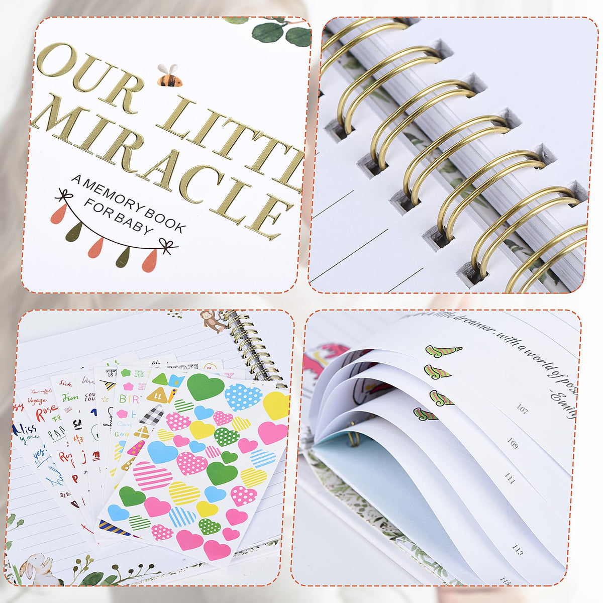 Libro de Recuerdos para Bebés Unisex Nuestro Pequeño Milagro 248 Páginas de Color Ideal para Padres Nuevos