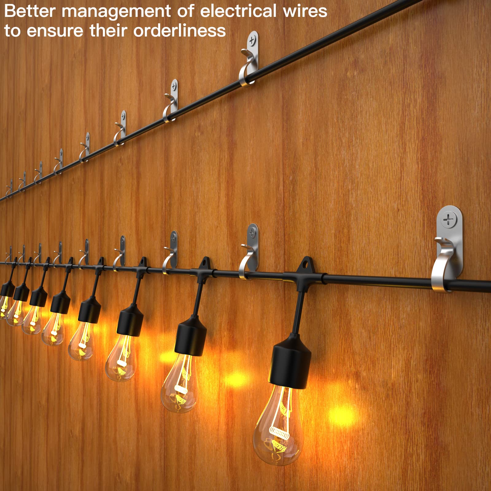 Lewufe - Ganchos para colgar luces de acero inoxidable, ganchos de tornillo para exteriores para fiestas de Navidad, alambre de fácil liberación y luces LED de hadas, 40 paquetes
