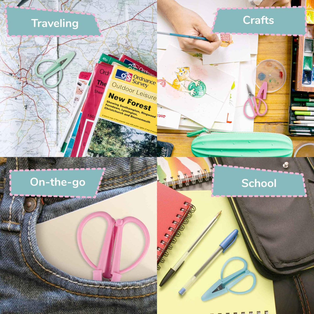 JubileeYarn Tiny Traveler Scissors - Mini Tijeras Portátiles para Avión Compatibles con TSA - Sun Drenched, Endless Desert, Coral Reef - 3 Unidades en Total