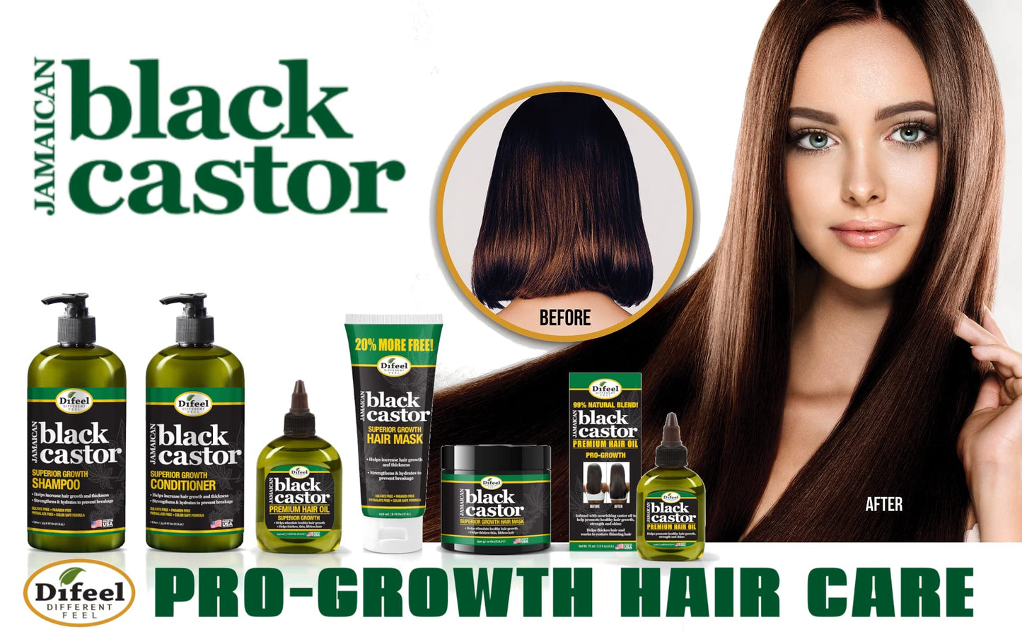 Difeel Estimulador de raíz de crecimiento superior de ricino negro jamaicano 2.5 oz.