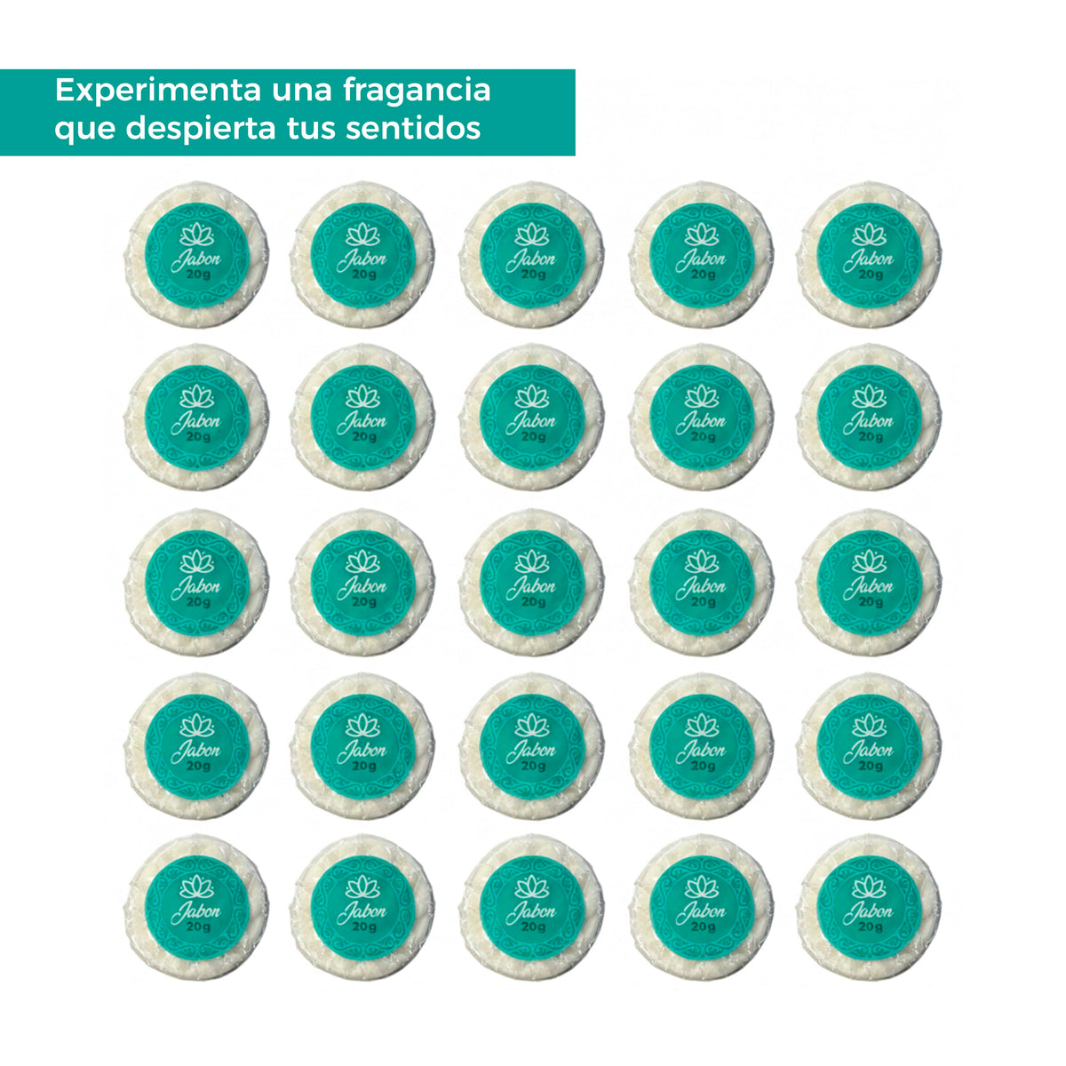 Caja de Jabón Corporal de 20g Con 100 Piezas, Mini Jabones Redondos Relajantes, Ideal Para Hoteles, Airbnb, Posadas, Hospitales, Spa, Jabon de Baño, Jabón Corporal Ecospa (Té Verde)