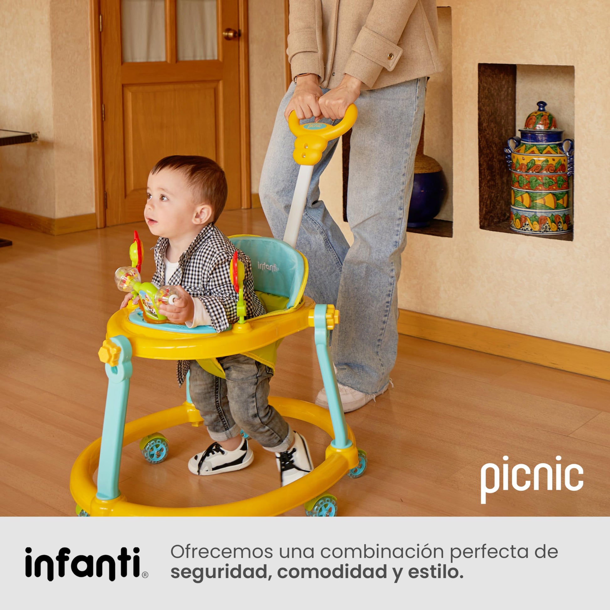 INFANTI | Andadera para Bebe - Juguetes para Niña | Juguetes para Niña - Juguetes para Bebe | Andador para Bebe | Con Paseador y Juguetero Musical - Cosas para Bebes
