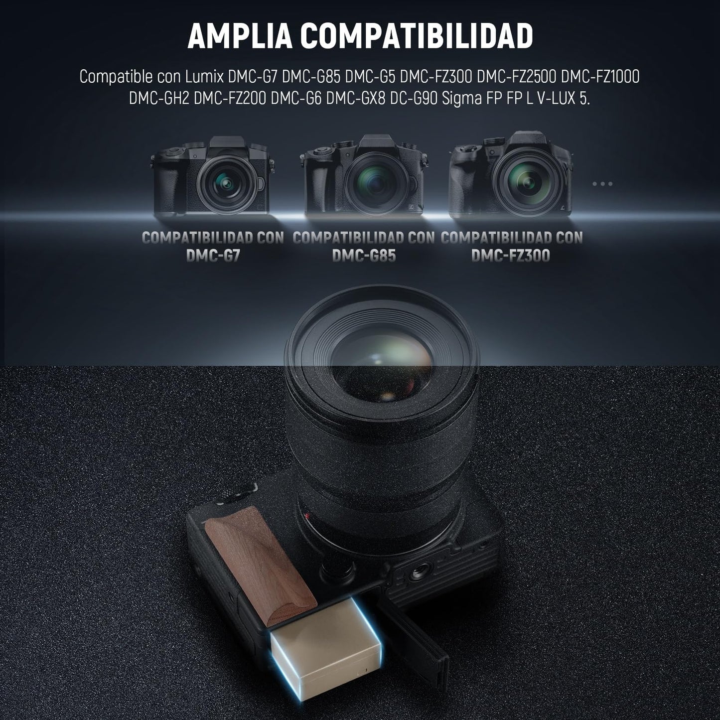 Batería Repuesto NEEWER 1100mAh Cámara Lumix con Cable Carga Rápida USB Tipo C