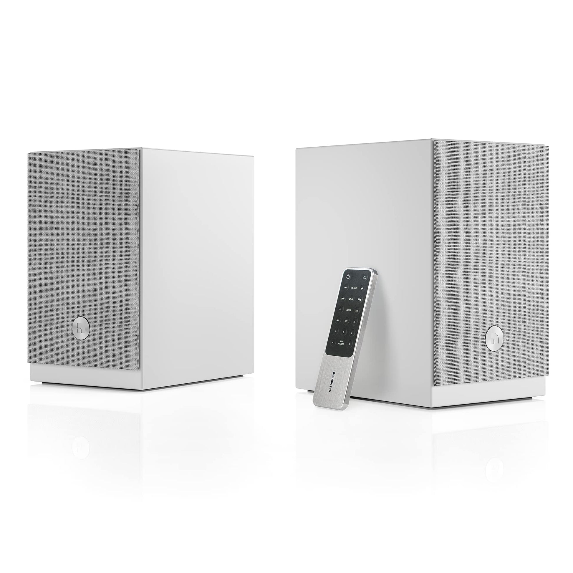 Audio Pro Altavoces inalámbricos A28 | WiFi, Bluetooth 4.2, estéreo de Entretenimiento en el hogar multihabitación | Compatible con AirPlay 2, Spotify | Blanco