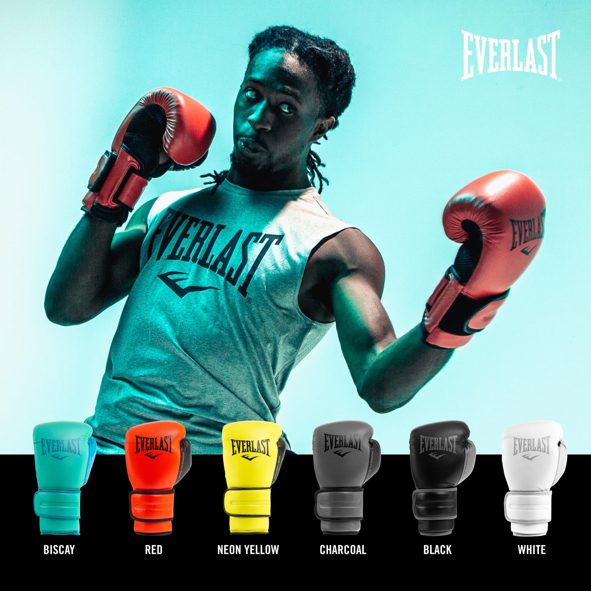 Guante de Entrenamiento Everlast PowerLock2 Rojo Negro 16 Onzas