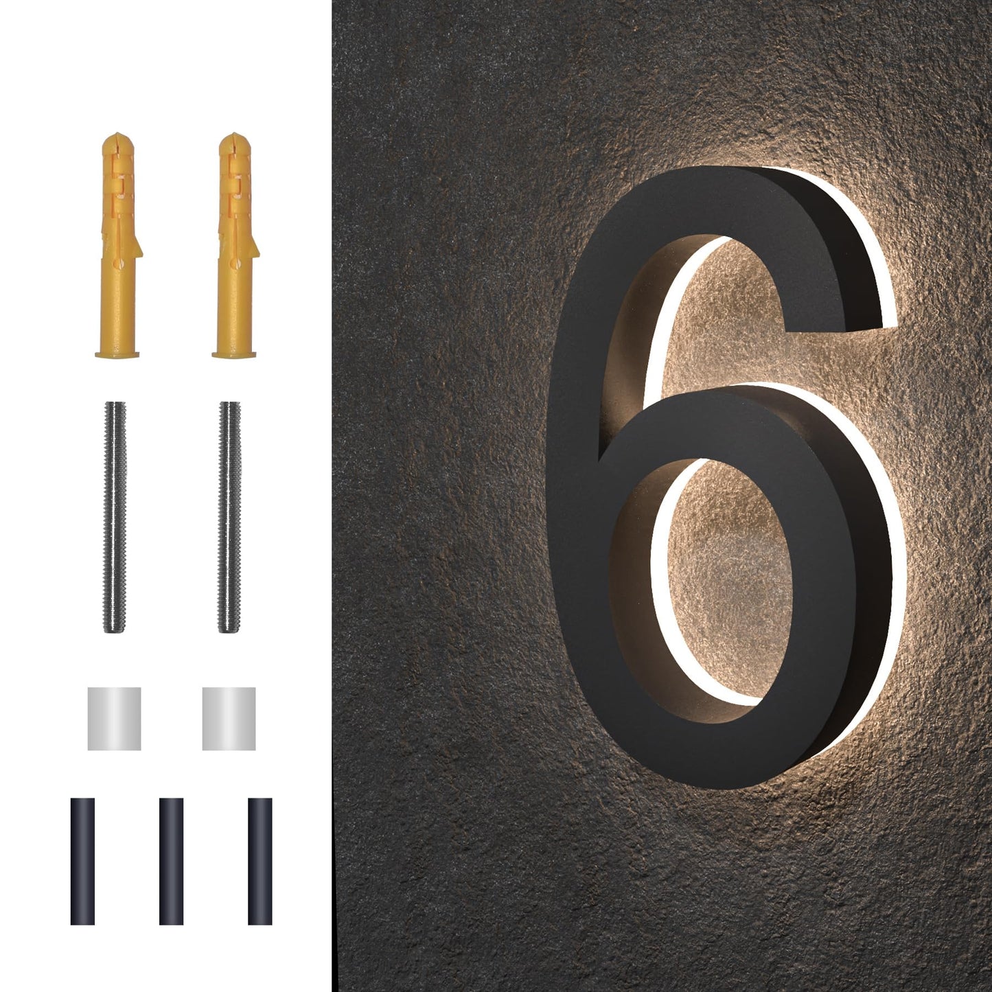 Números de Casa MIDIT LED Acero Inoxidable Impermeable Retroiluminados