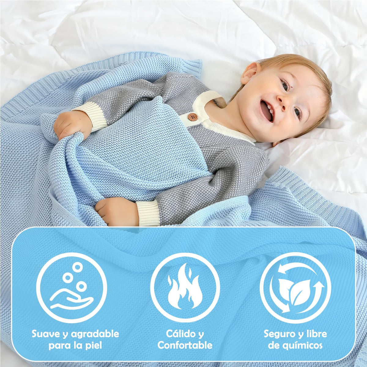 NQAXZIB Manta para Bebés del 100% Algodón Orgánico de Punto,Cobijas Térmica