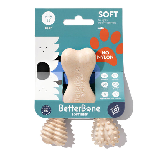 BetterBone - Juguetes masticables para perros totalmente naturales, sin nailon, densidad suave, ideal para masticadores ligeros a moderados, no tóxicos, promueve la salud dental, resistente a las