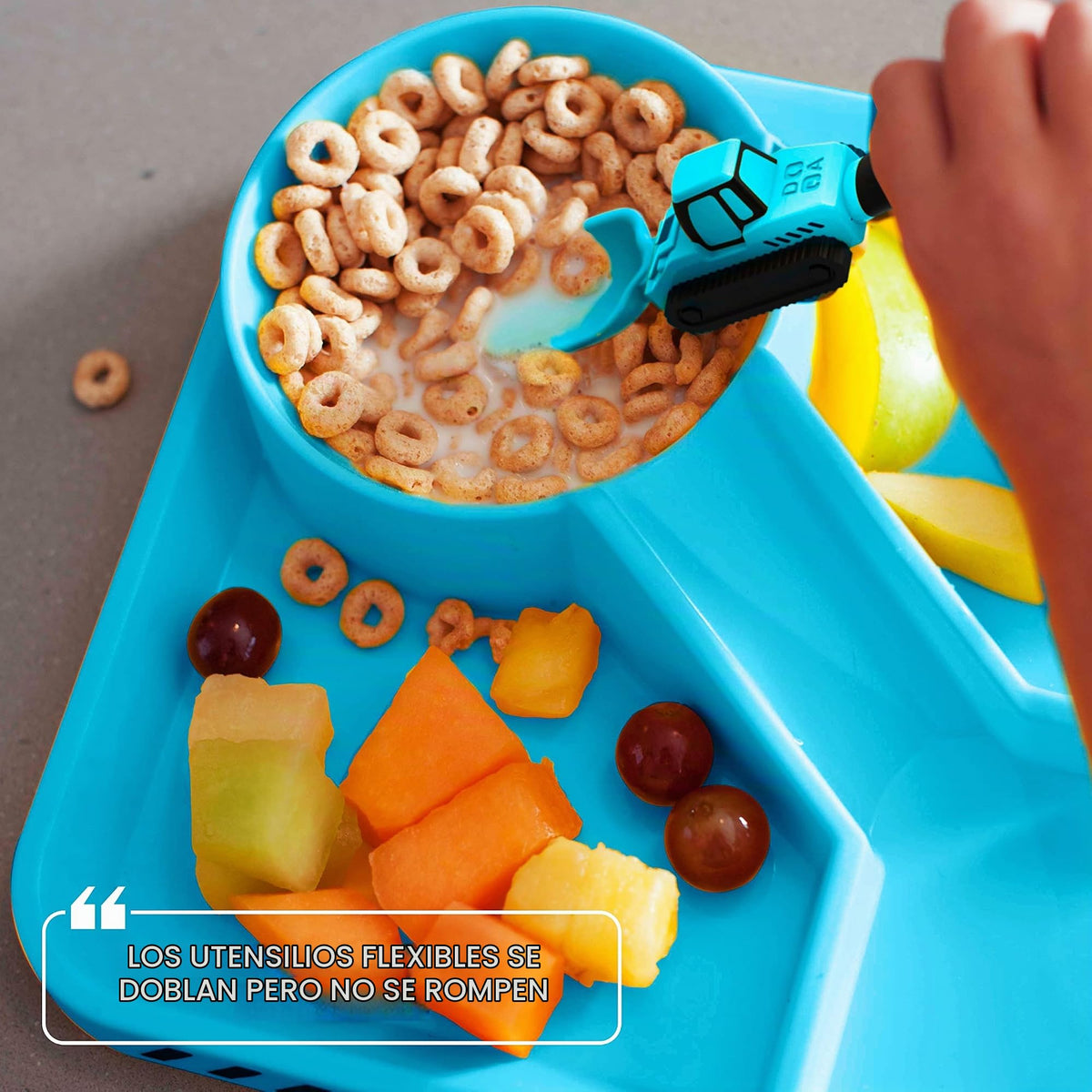 Dinneractive - Juego de comedor para niños, 3 piezas con temática de construcción para niños y platos, tenedores y cucharas