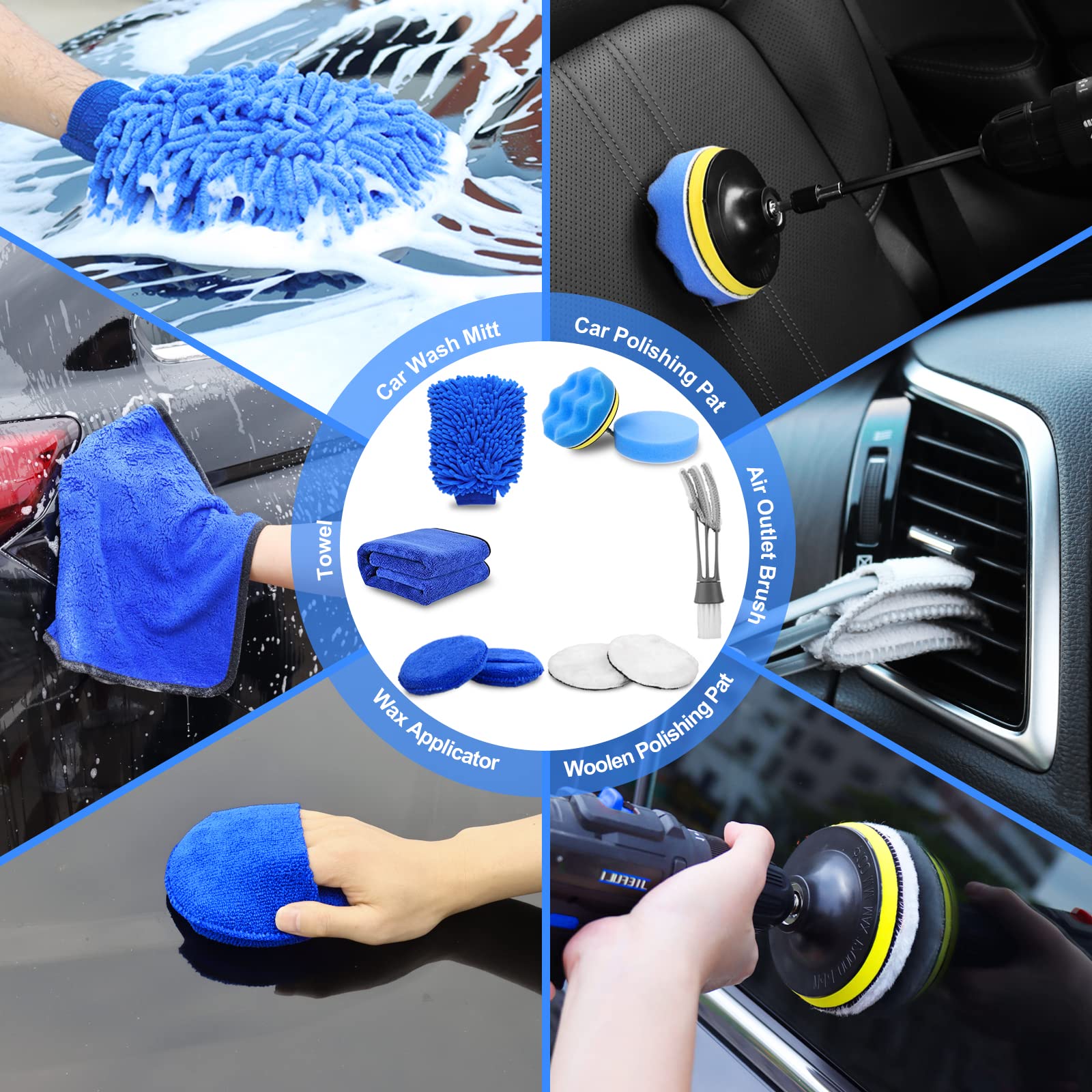 Kit de 27 piezas para detalles de automóviles, juego de cepillos para detalles de automóviles, cepillos para detalles de automóviles, kit de lavado de automóviles, accesorios de automóviles, kit de