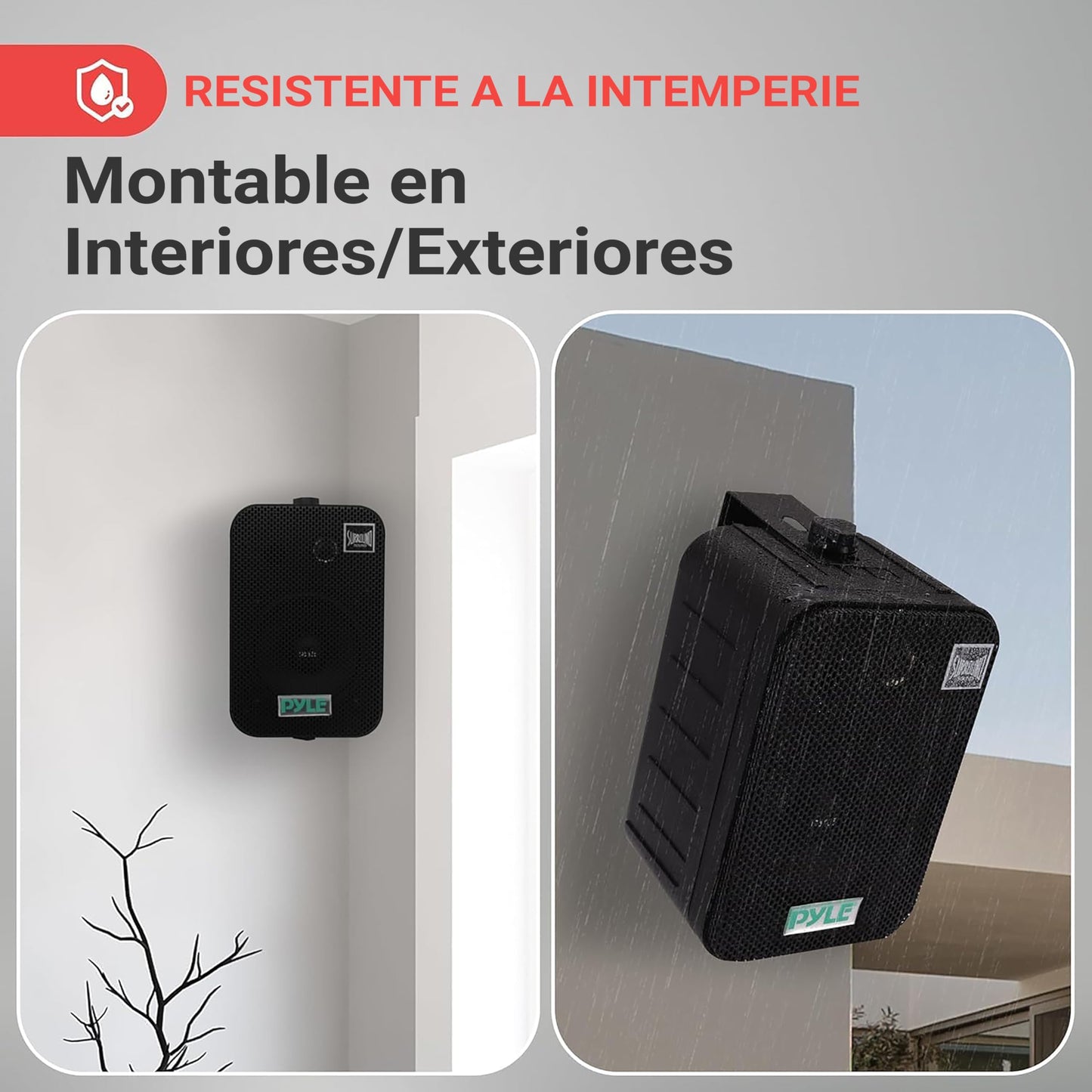 Pyle Home PDWR50B 6.5". Bocinas Contra Agua para Interiores y Exteriores, Negros
