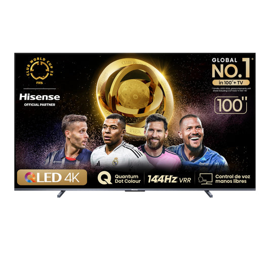 Hisense Television QD7N Pantalla 100 Pulgadas,QLED Smart Google TV UHD 4K,Control Remoto por Voz con Alexa,Dolby Vision Atmos, Modo de Juego Pro de 144 Hz, AMD Freesync Premium Pro,Total HDR Solution