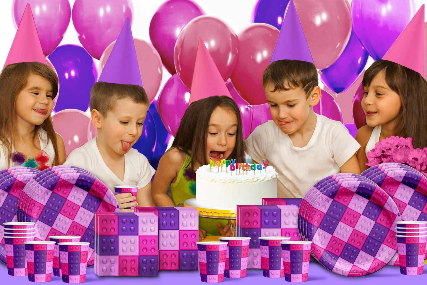 Set de Bloques de Construcción Rosa para Fiesta de Cumpleaños para 16