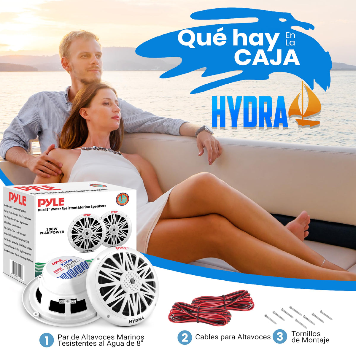 Altavoces Marinos Pyle Blancos Dobles Resistentes 300W