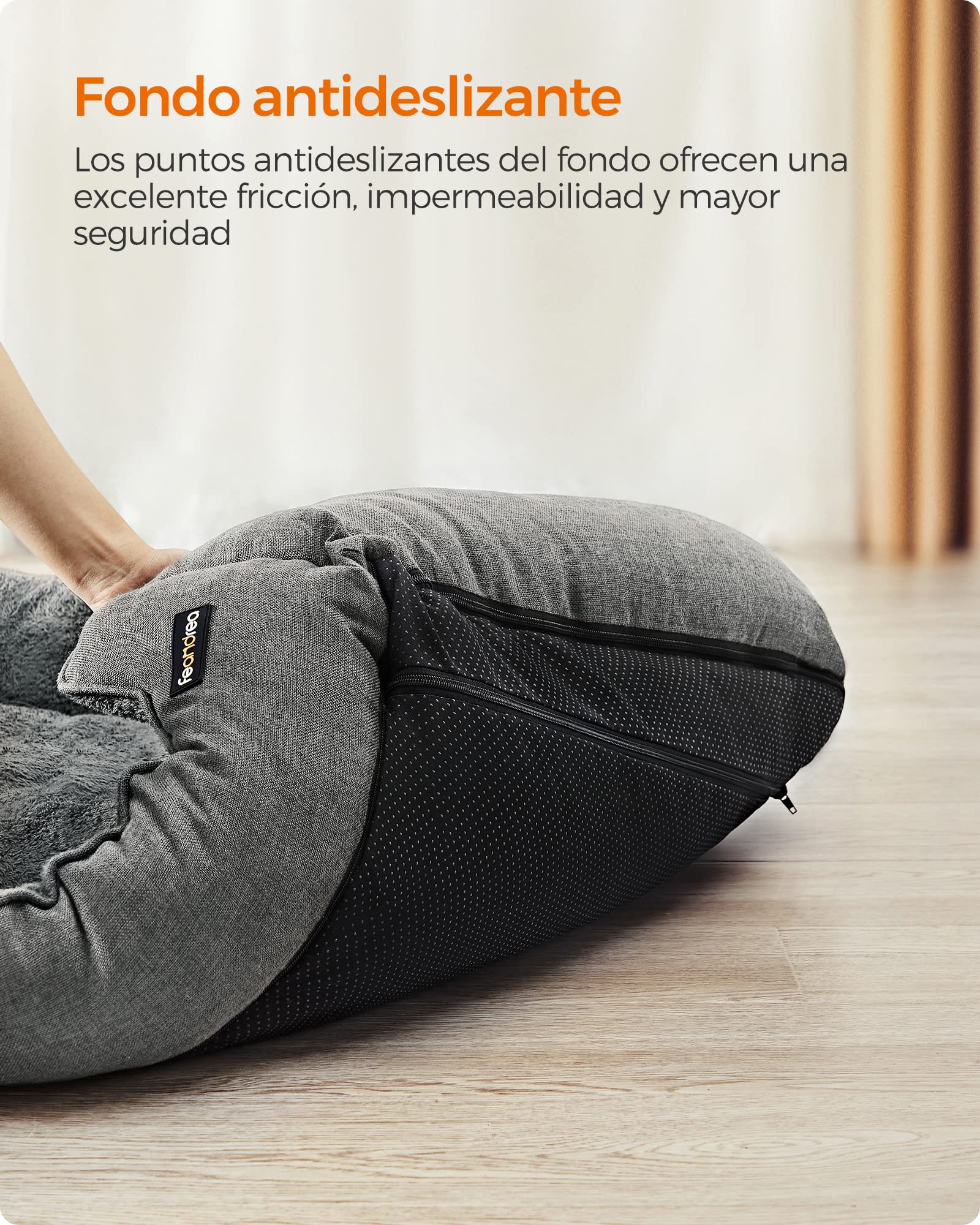 Feandrea Cama para Perros, Sofá para Mascotas, 110 x 75 x 27 cm, Bordes Elevados, XL, para Perros Grandes, Gris Claro MPGW12GG