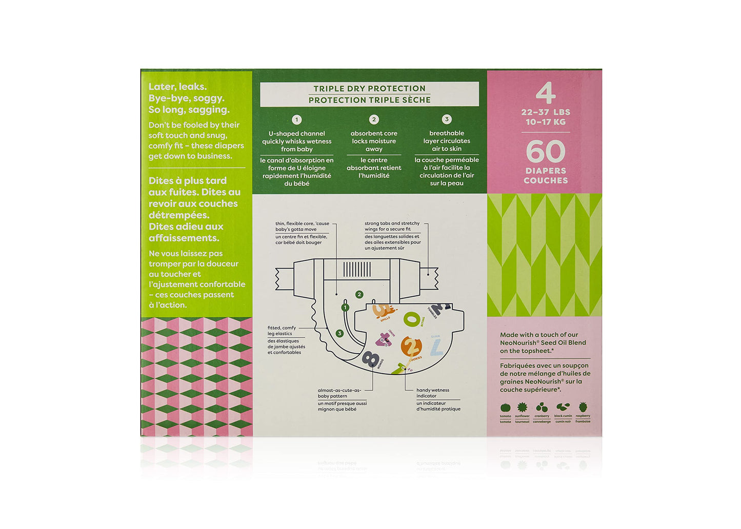 BabyGanics - Pañales, talla 4, 60 unidades, pañales ultra absorbentes