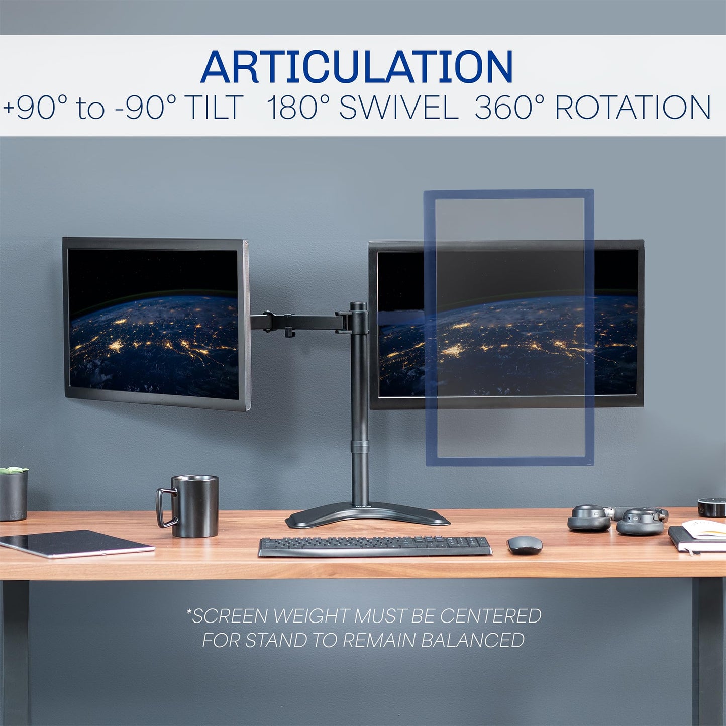 Soporte para Monitor LCD Doble VIVO Negro de Alta Resistencia con Brazos Ajustables para 2 Pantallas hasta 27 Pulgadas
