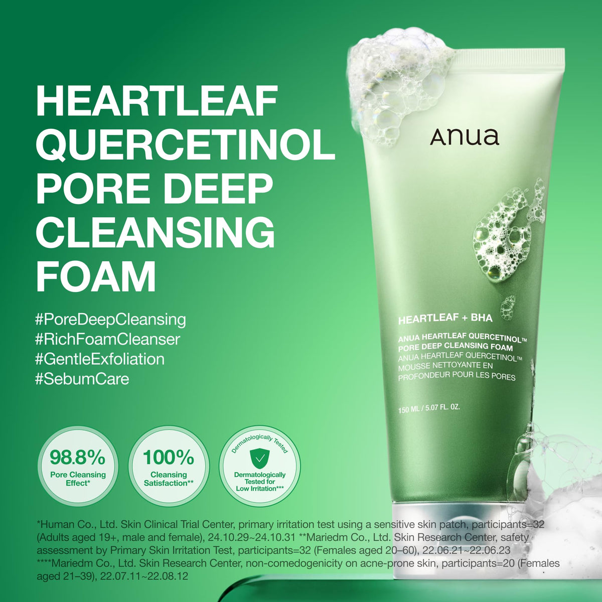 ANUA Heartleaf Quercetinol Pore Deep Cleansing Foam, 5.07 fl oz (150 ml)