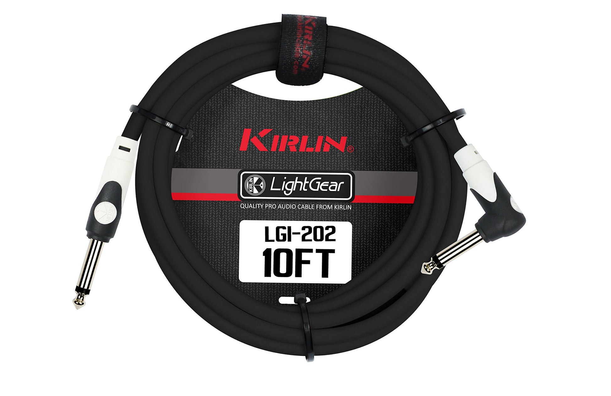 KIRLIN Cable de 1/4 pulgada LGI-202-10/BK 10 pies Straight to Right con Jacket PVC