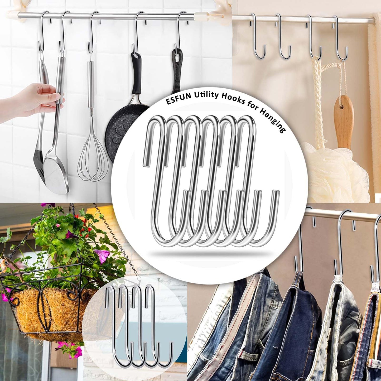 Paquete de 30 Ganchos S Pesado Esfun Acero Inoxidable para Utensilios de Cocina