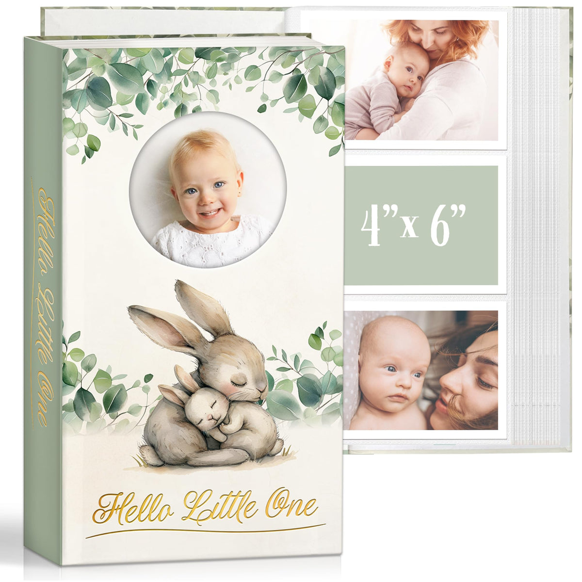 Álbum de Fotos para Bebé con 300 Bolsillos y Tapa Dura en Papel Mate con Ventana Frontal