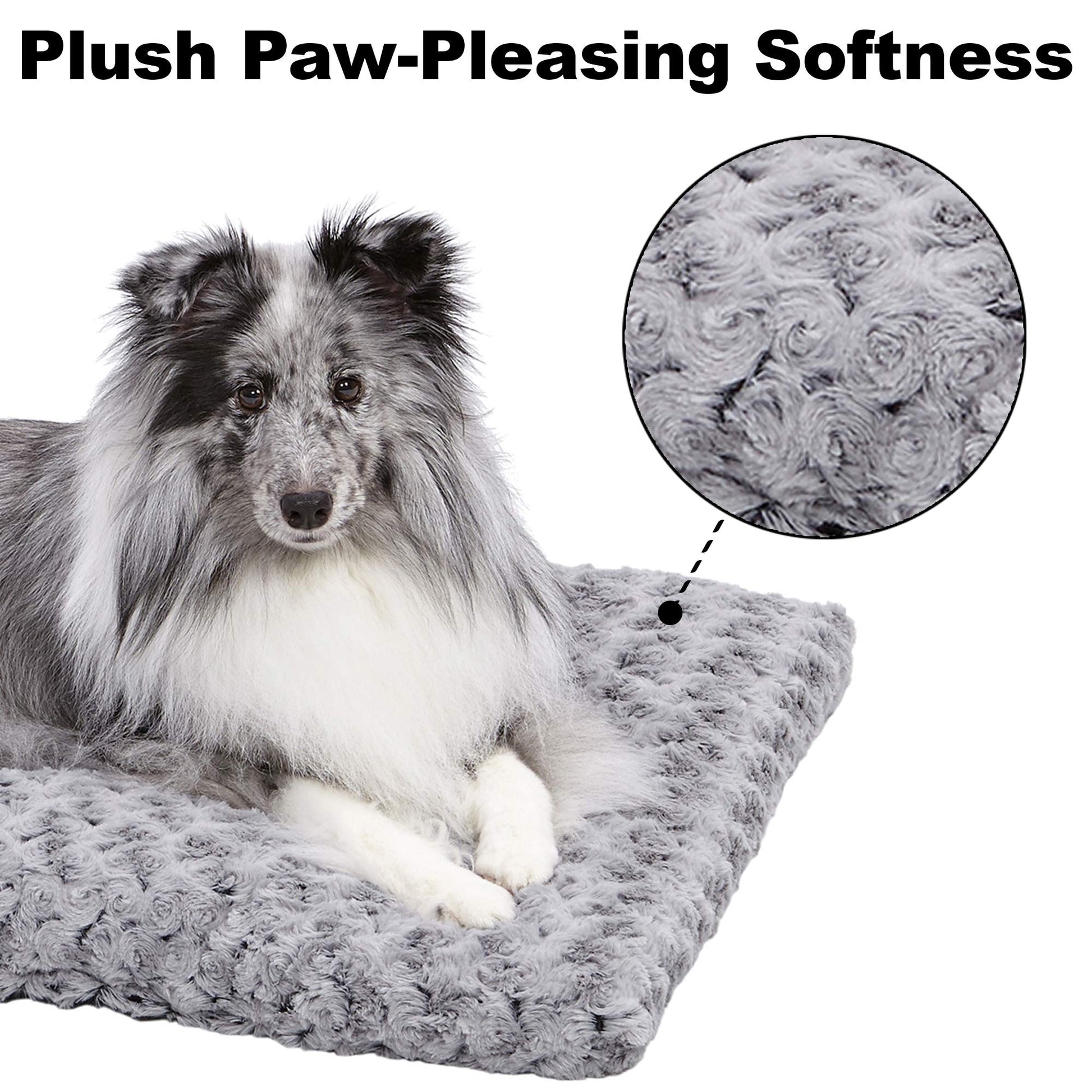 Cama para mascotas MidWest Homes for Pets, cama de lujo para perros y gatos, ideal para jaulas de perros, lavable a máquina y apto para secadora, Gris, 24 pulgadas