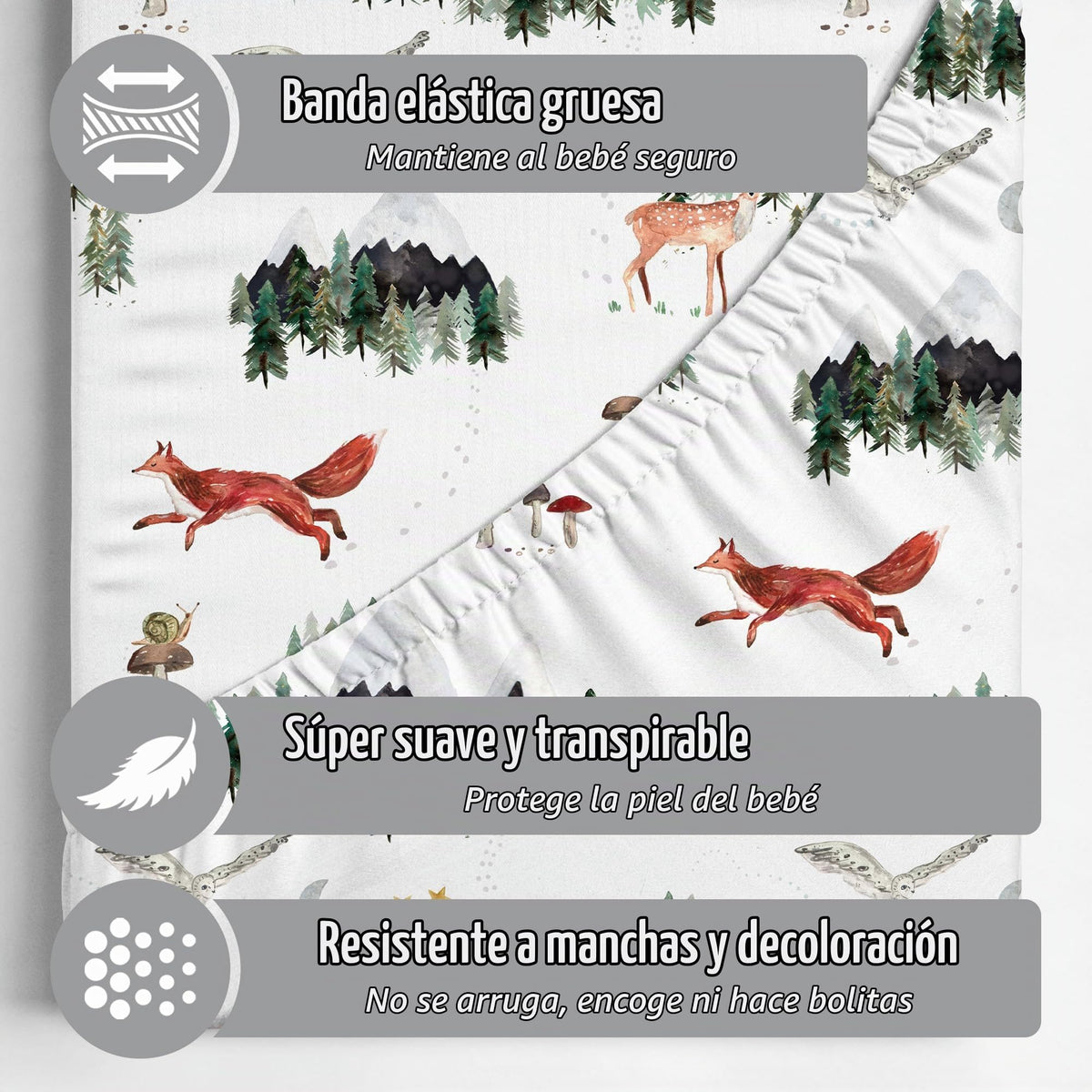 Sorrel + Fern 2-Pack Changing Pad Cover (Woodland Forest Animals) - Buttery Soft Cotton Blend