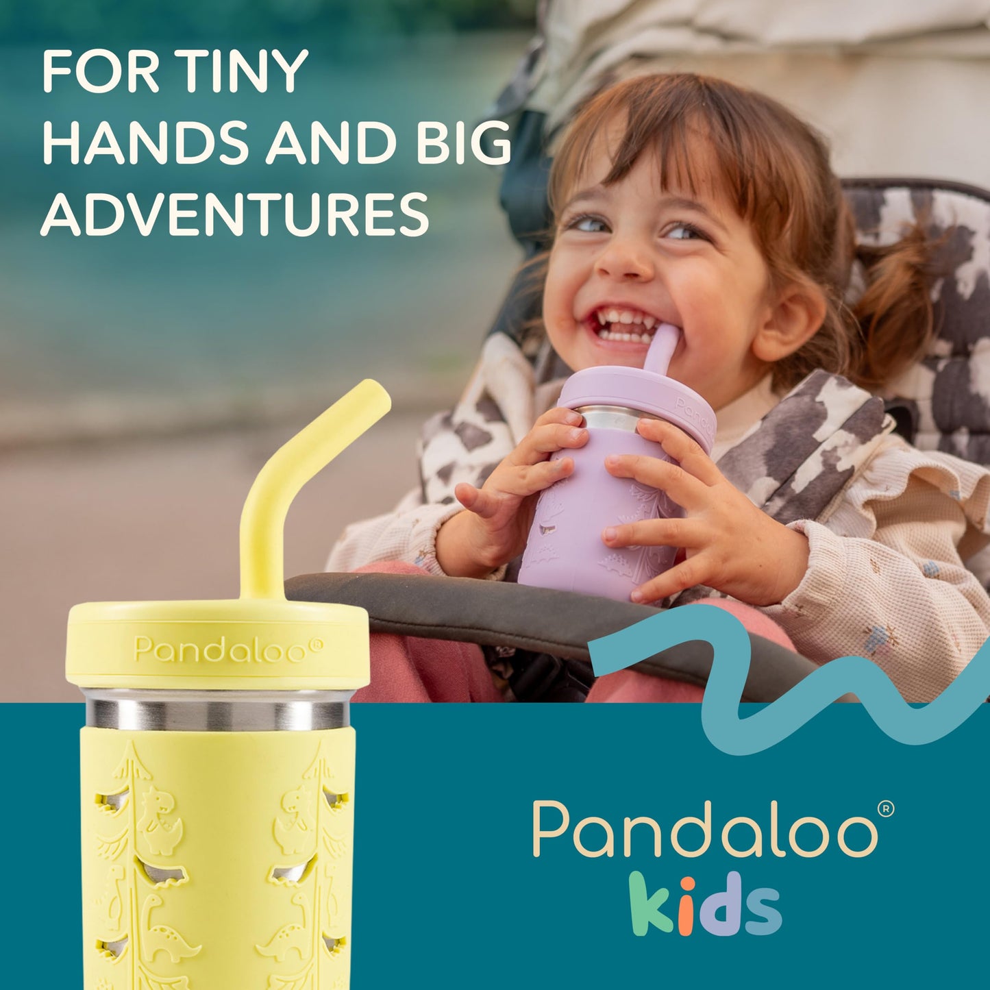 Pandaloo® Tazas de batido para niños - Vaso para niños pequeños de acero inoxidable con pajita, taza con popote para batidos - Sin BPA, tazas para refrigerio para niños pequeños, 10 oz