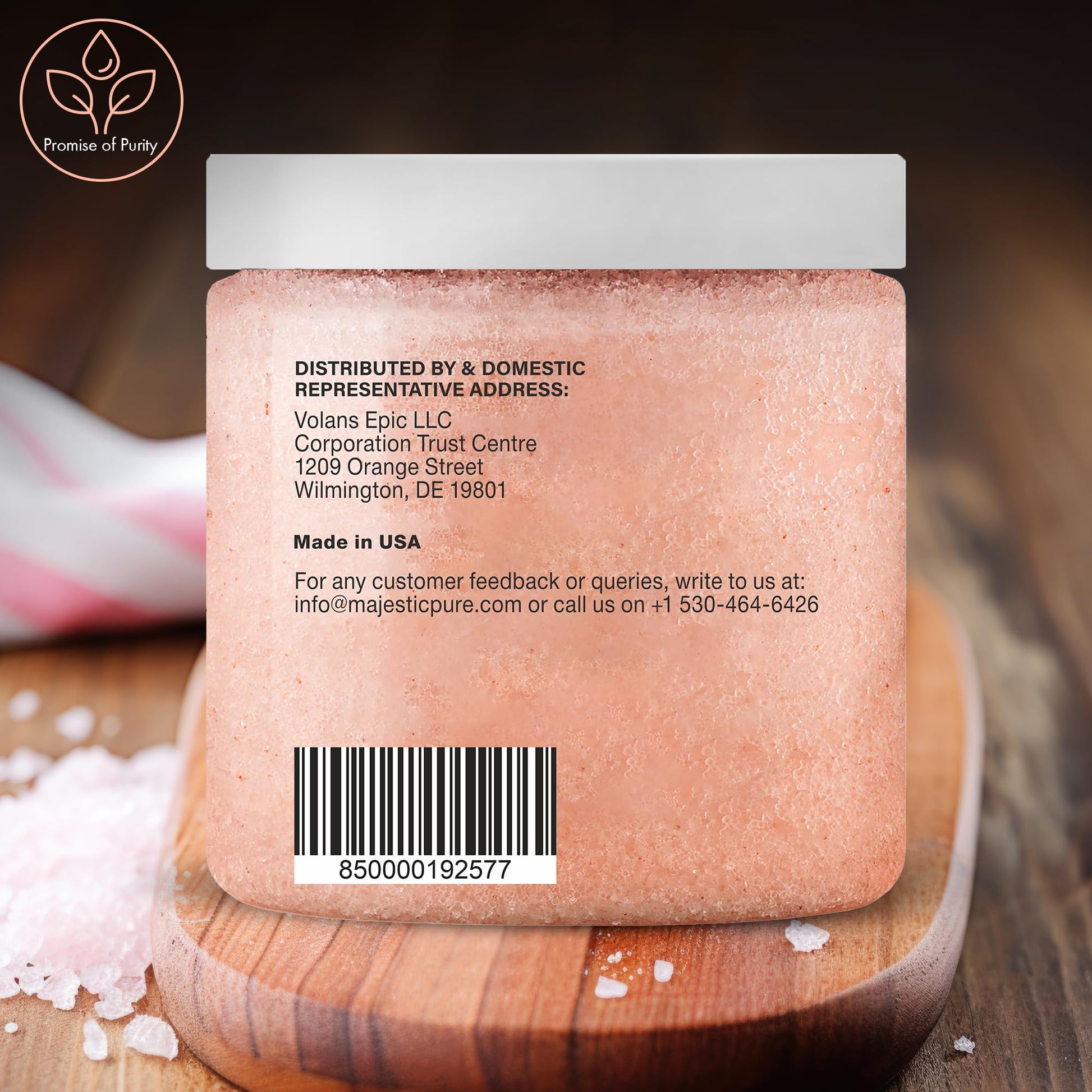 Majestic Pure Himalayan Salt Body Scrub with Lychee Oil, Exfoliating Salt Scrub to Exfoliate & Moisturize Skin, Deep Cleansing - 10 oz