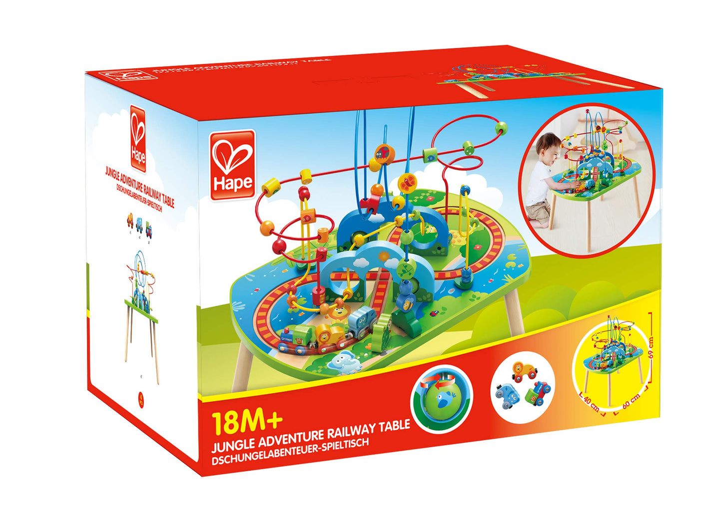 Mesa de Juego Hape Azul con Pista de Tren y Laberinto para Bebés 18M+