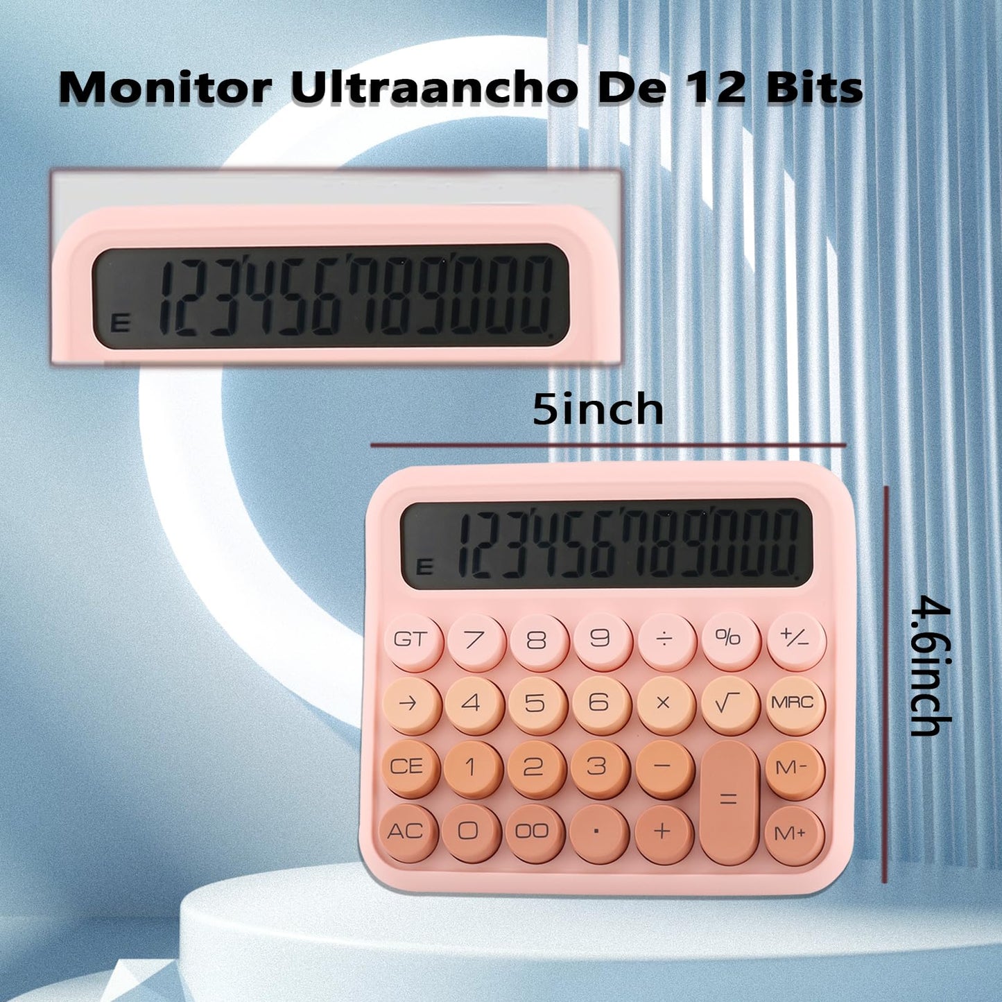 Calculadora UWEHBD Rosa de 12 Dígitos con Pantalla LCD Grande para Oficina y Escuela