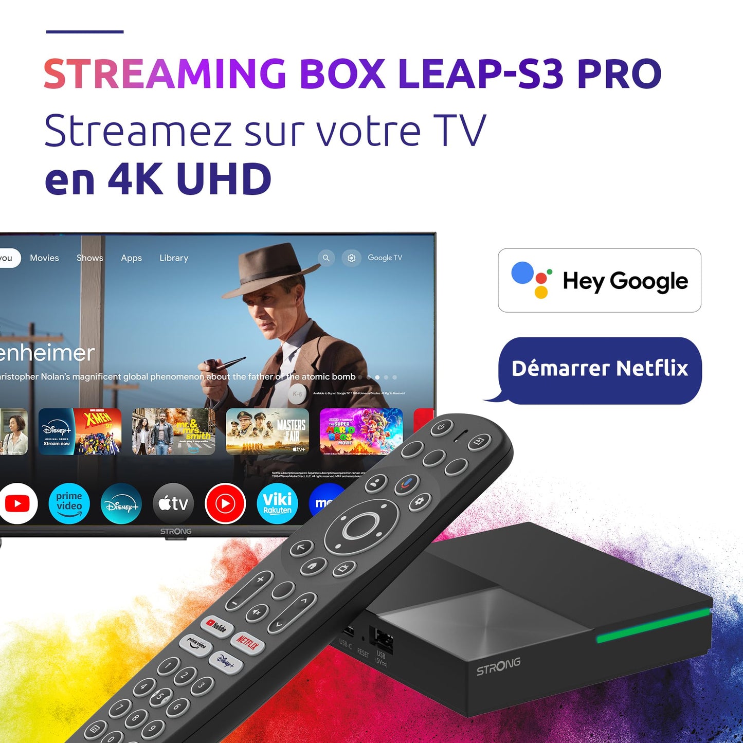 Streamingbox STRONG Leap-S3 Pro 4K UHD Ethernet Android Wi-Fi 6 Chromecast Control de Voz Google Dolby Atmos Vision