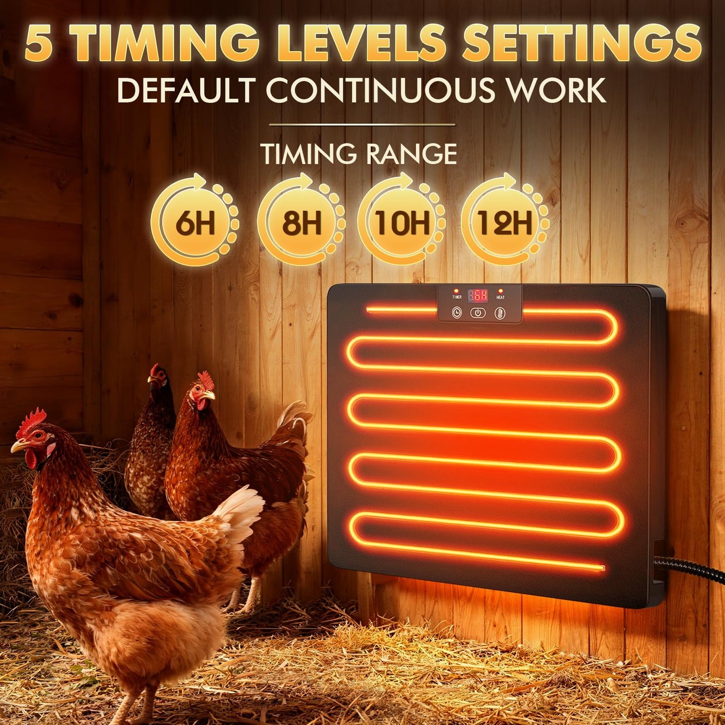 Calentador inteligente de gallinero, calentador de pollo de 200 W con regulador de temperatura y temporizador, calentador de pollo de panel plano de calor radiante para pollos de invierno, aves de