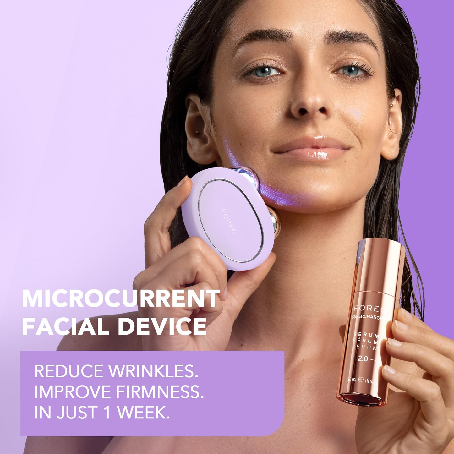 FOREO BEAR 2 - Masajeador facial electrico de microcorrientes - Radiofrecuencia facial para cuidado de la piel - Belleza reafirmante Lavander